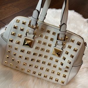 Michael Kors White leather purse with gold studs